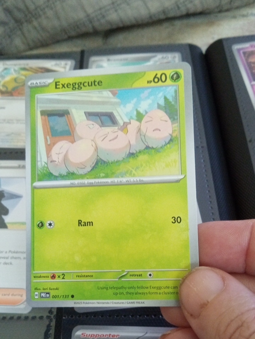 Pokemon Exeggcute Card - Green and White Artwork